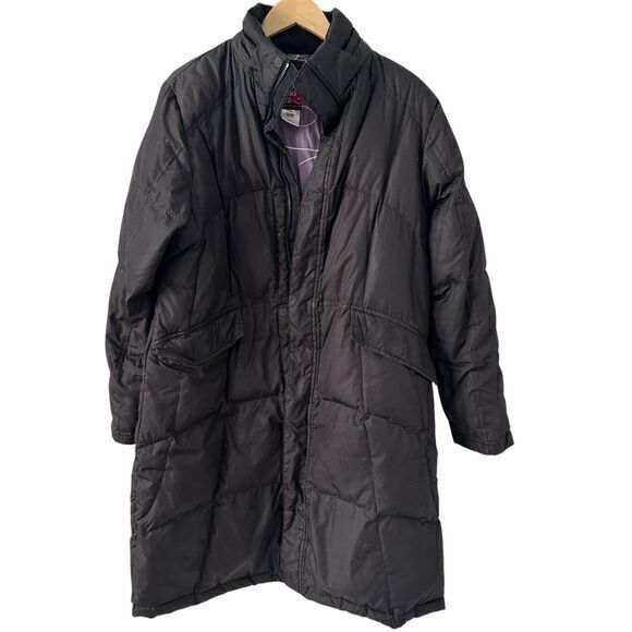 Isis Womens Black Premium Down Full Zip Magnetic Puffer Parka No Hood Size 10